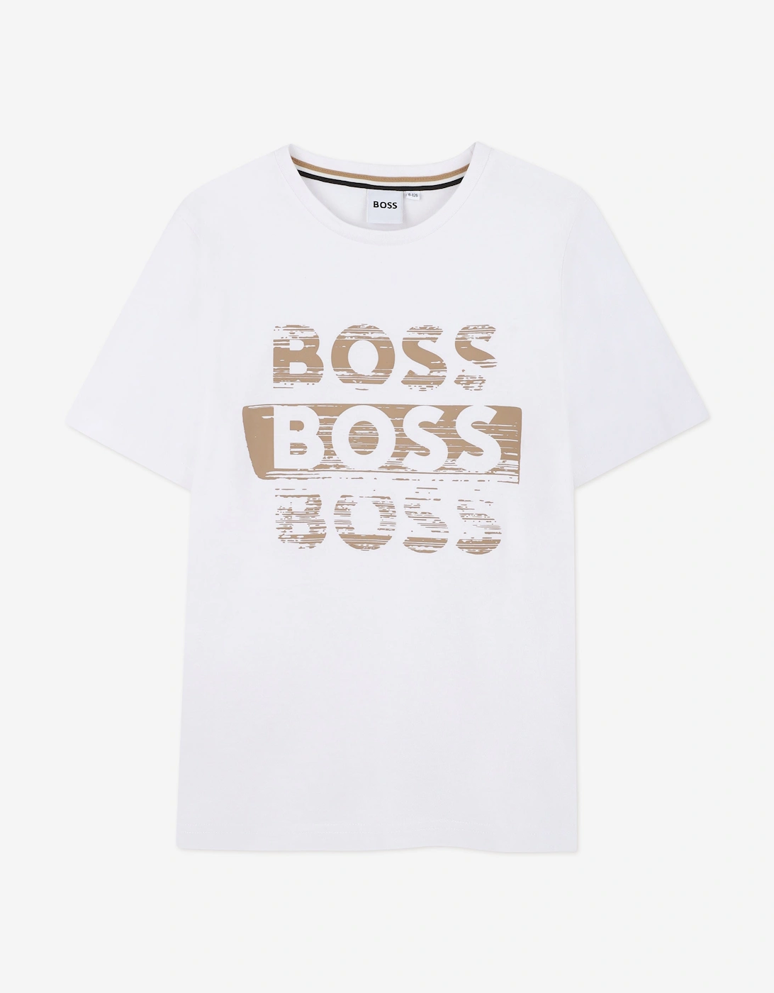 BOSS Boys Logo Print T-Shirt in White, 5 of 4