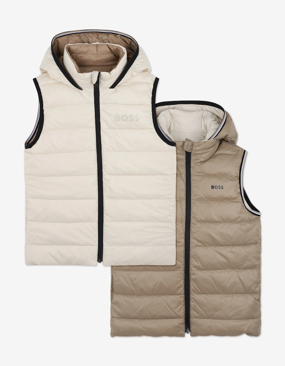 BOSS Boys Reversible Down Padded Gilet in Ivory, 7 of 6