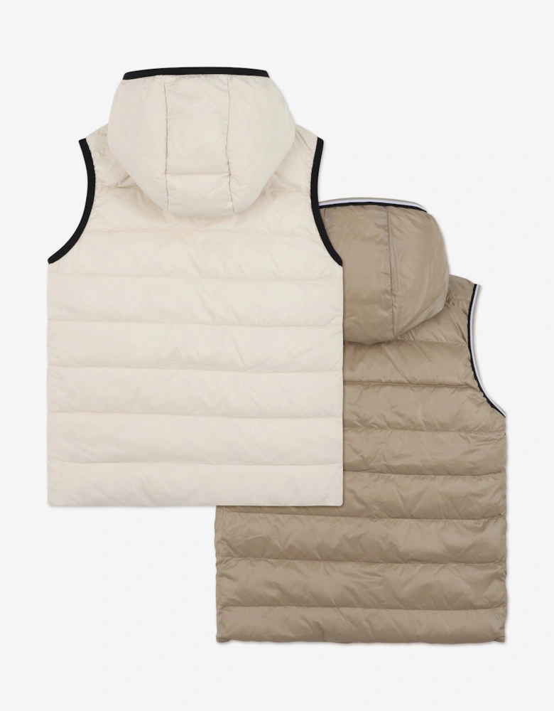 BOSS Boys Reversible Down Padded Gilet in Ivory