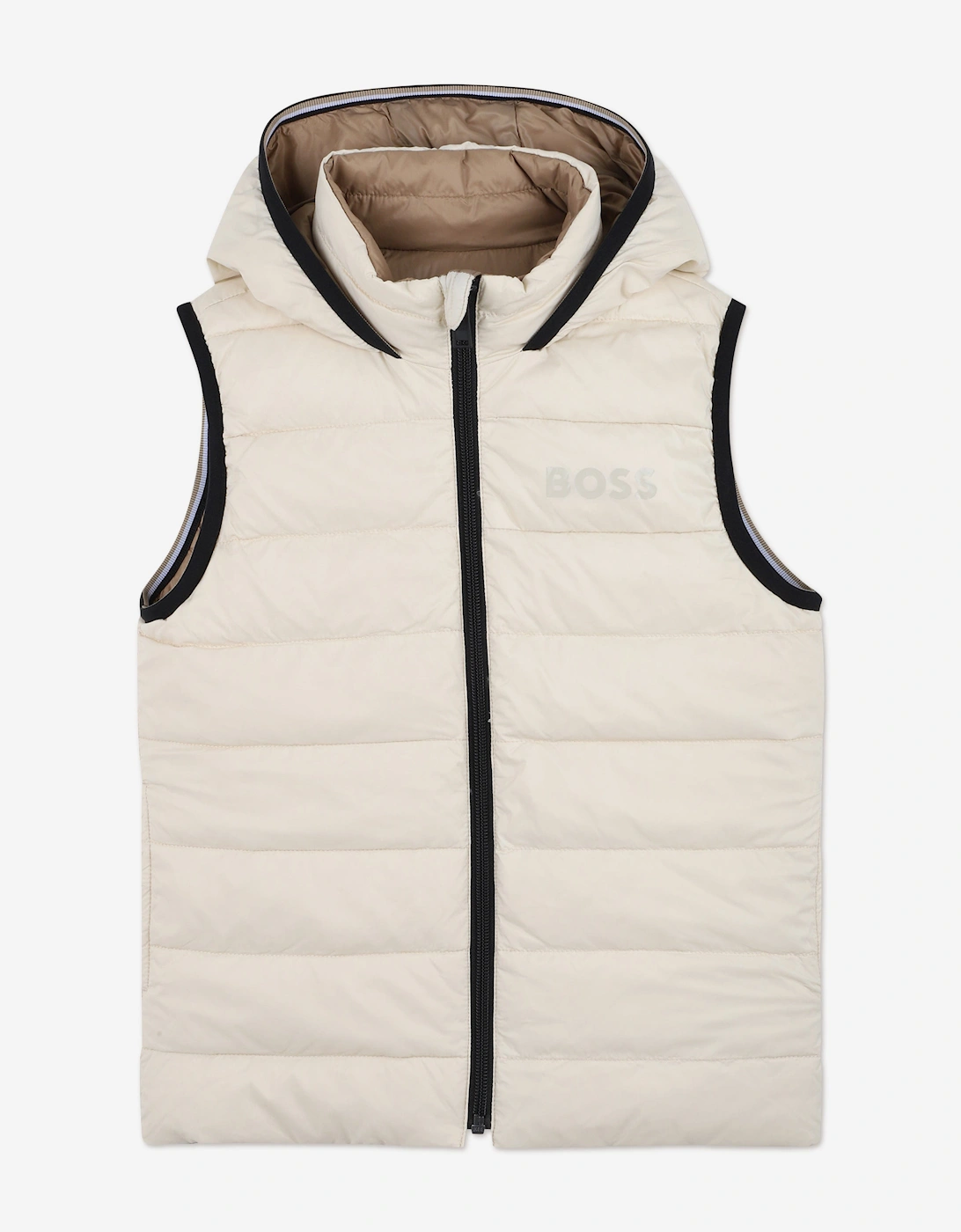 BOSS Boys Reversible Down Padded Gilet in Ivory