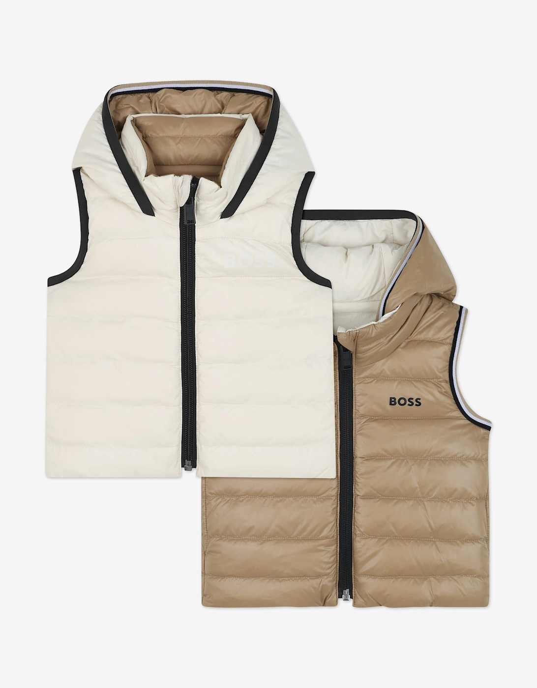 BOSS Baby Boys Reversible Down Padded Gilet in Ivory, 7 of 6