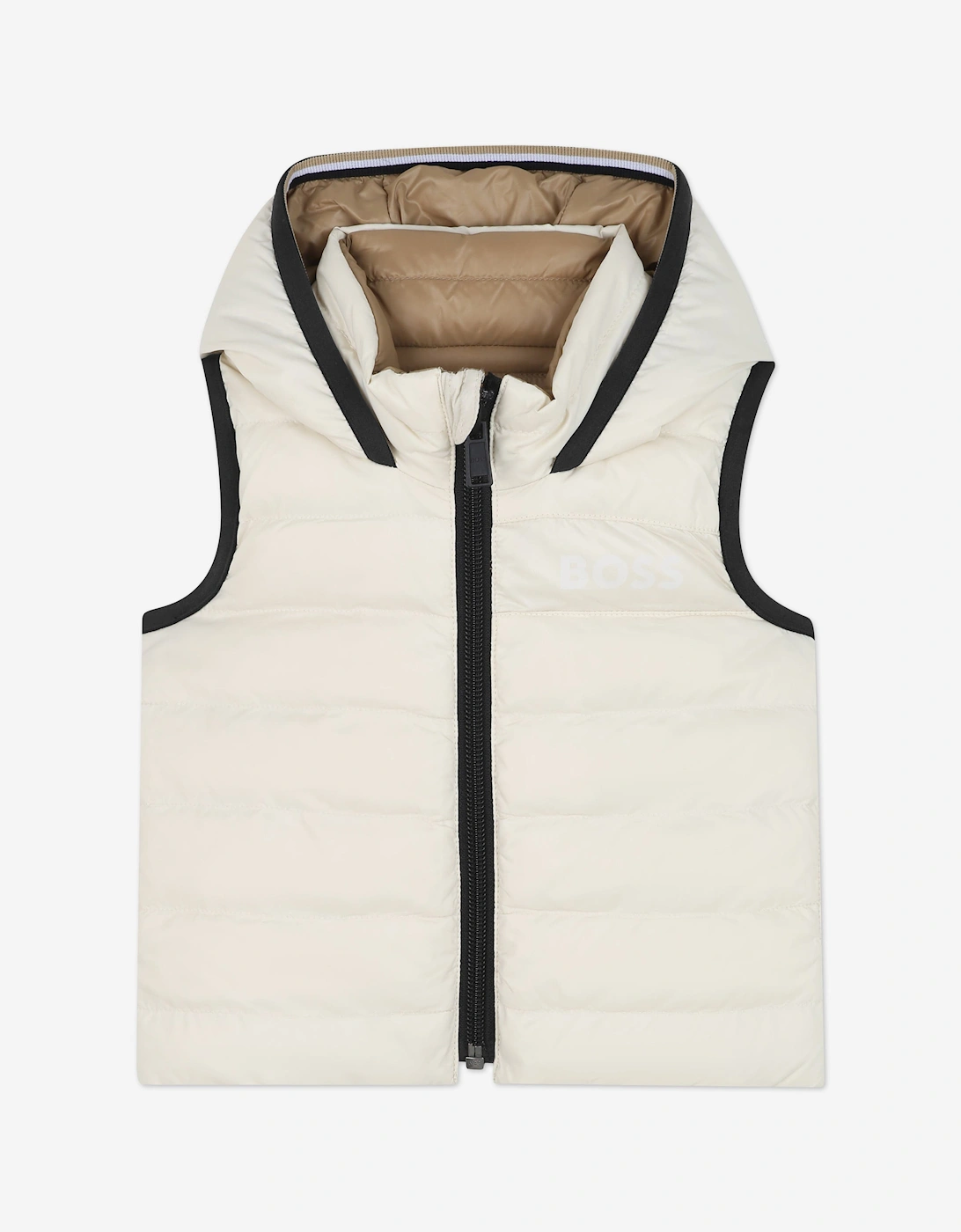BOSS Baby Boys Reversible Down Padded Gilet in Ivory