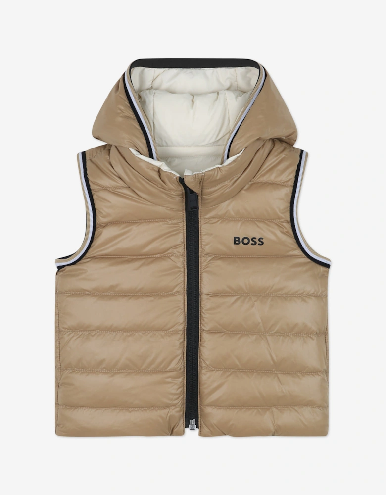 BOSS Baby Boys Reversible Down Padded Gilet in Ivory