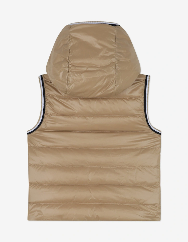 BOSS Baby Boys Reversible Down Padded Gilet in Ivory