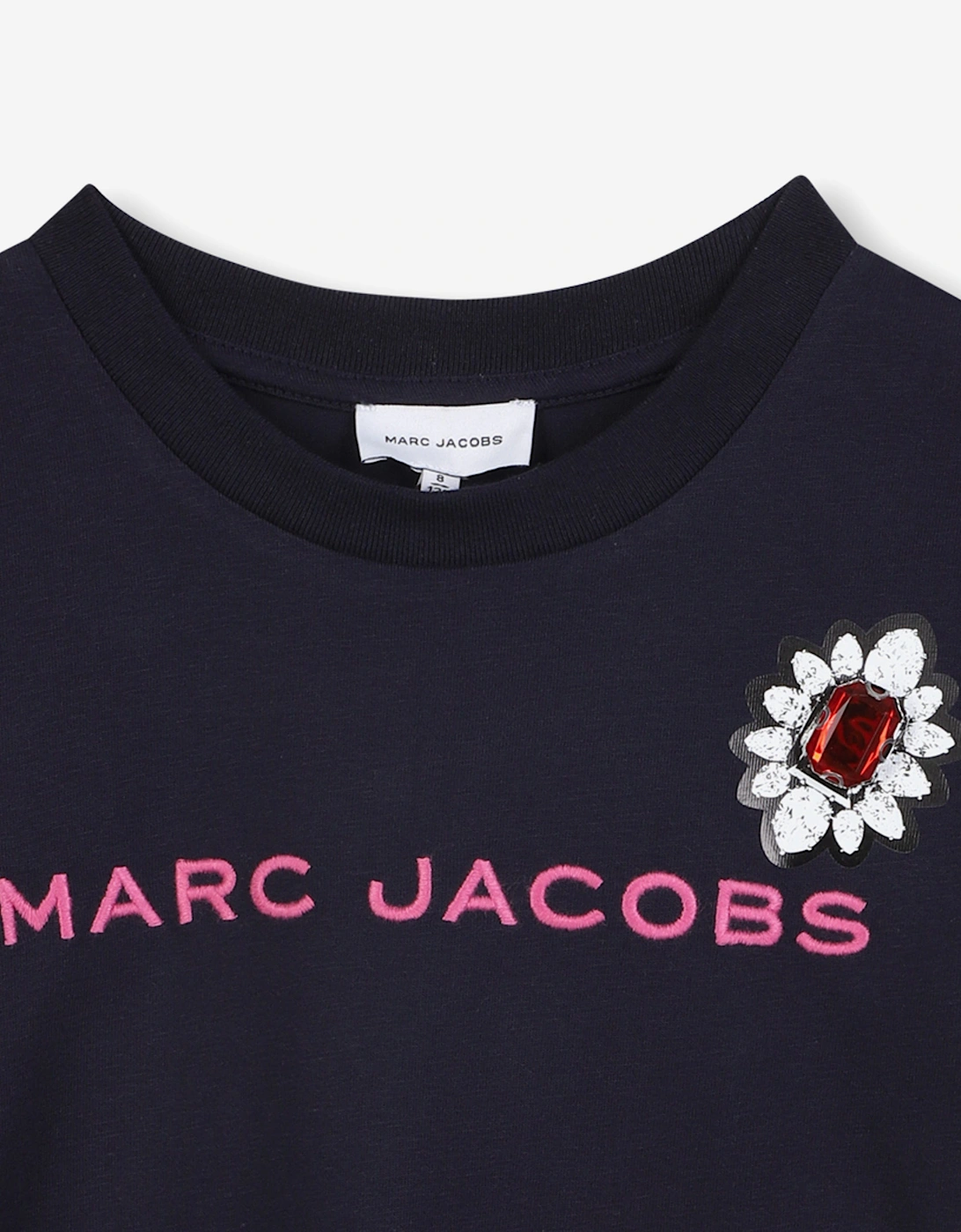 Girls Embroidered Logo T-Shirt in Navy