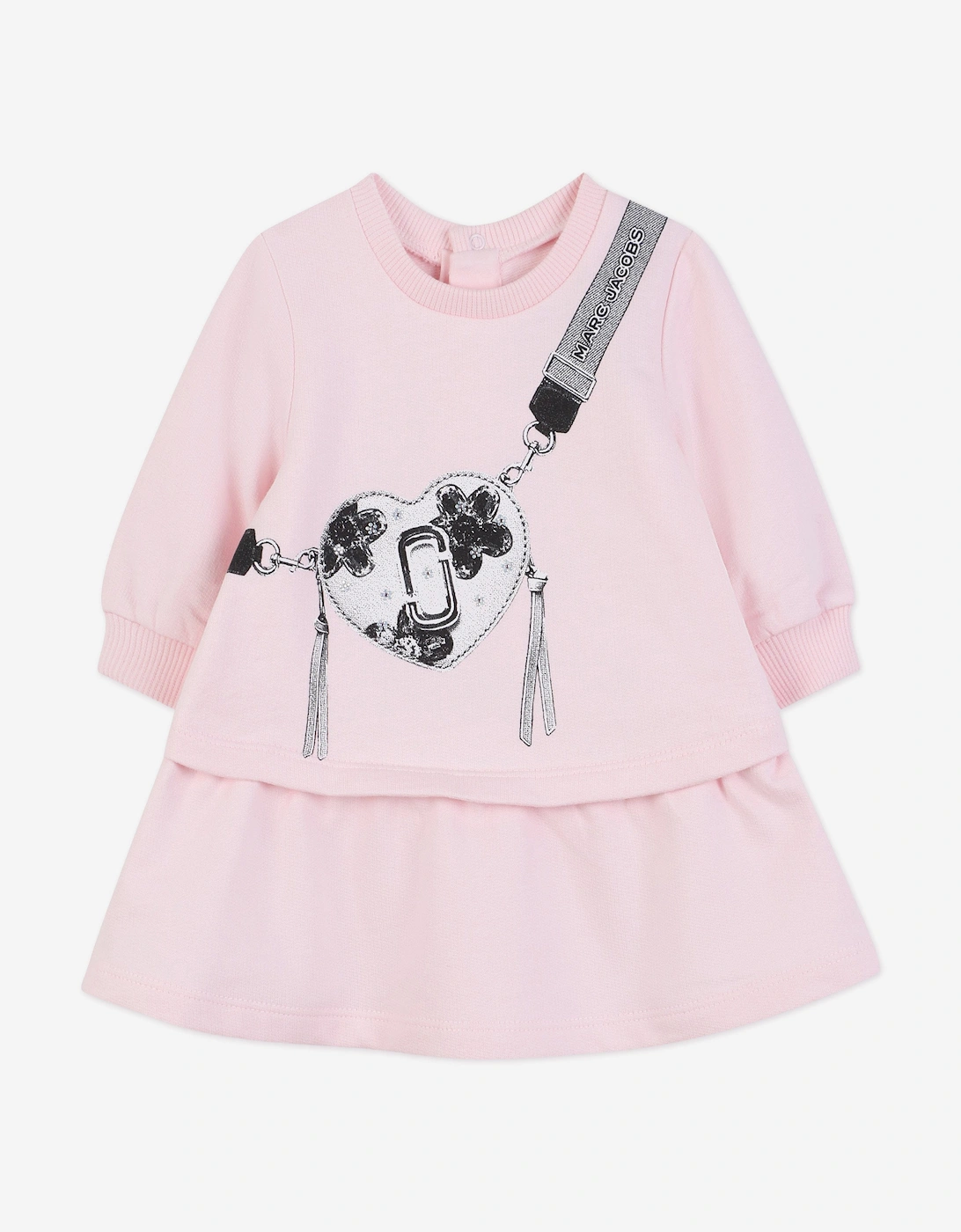 Baby Girls Snapshot Bag Print Sweater Dress in Pink, 5 of 4