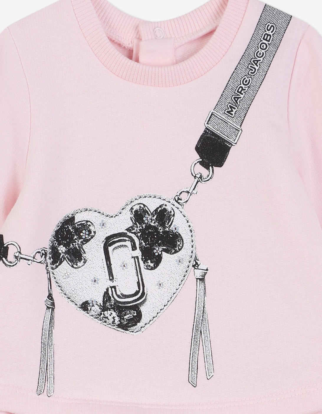 Baby Girls Snapshot Bag Print Sweater Dress in Pink