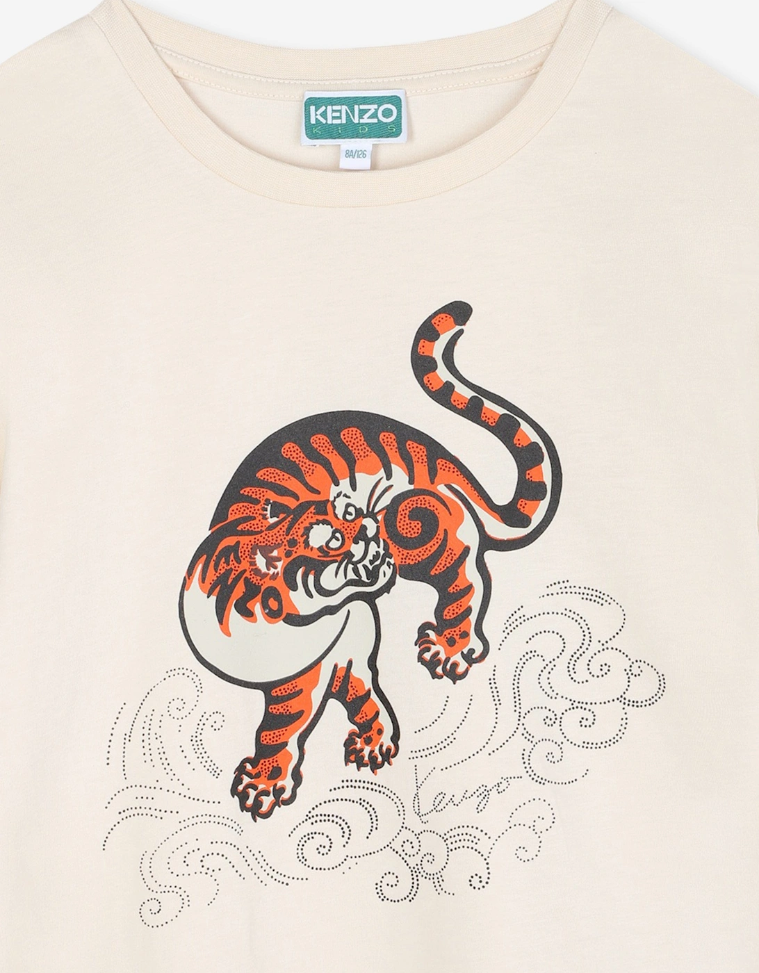 Girls Tiger Print T-Shirt in Ivory