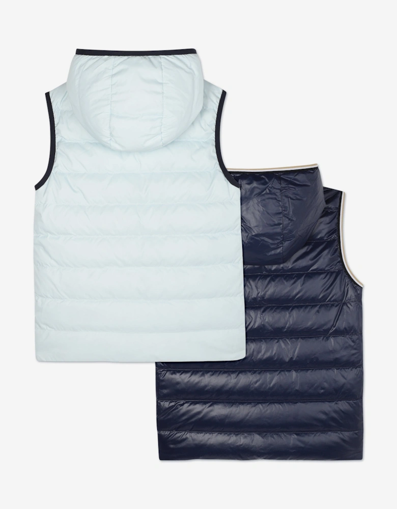 BOSS Boys Reversible Down Padded Gilet in Blue