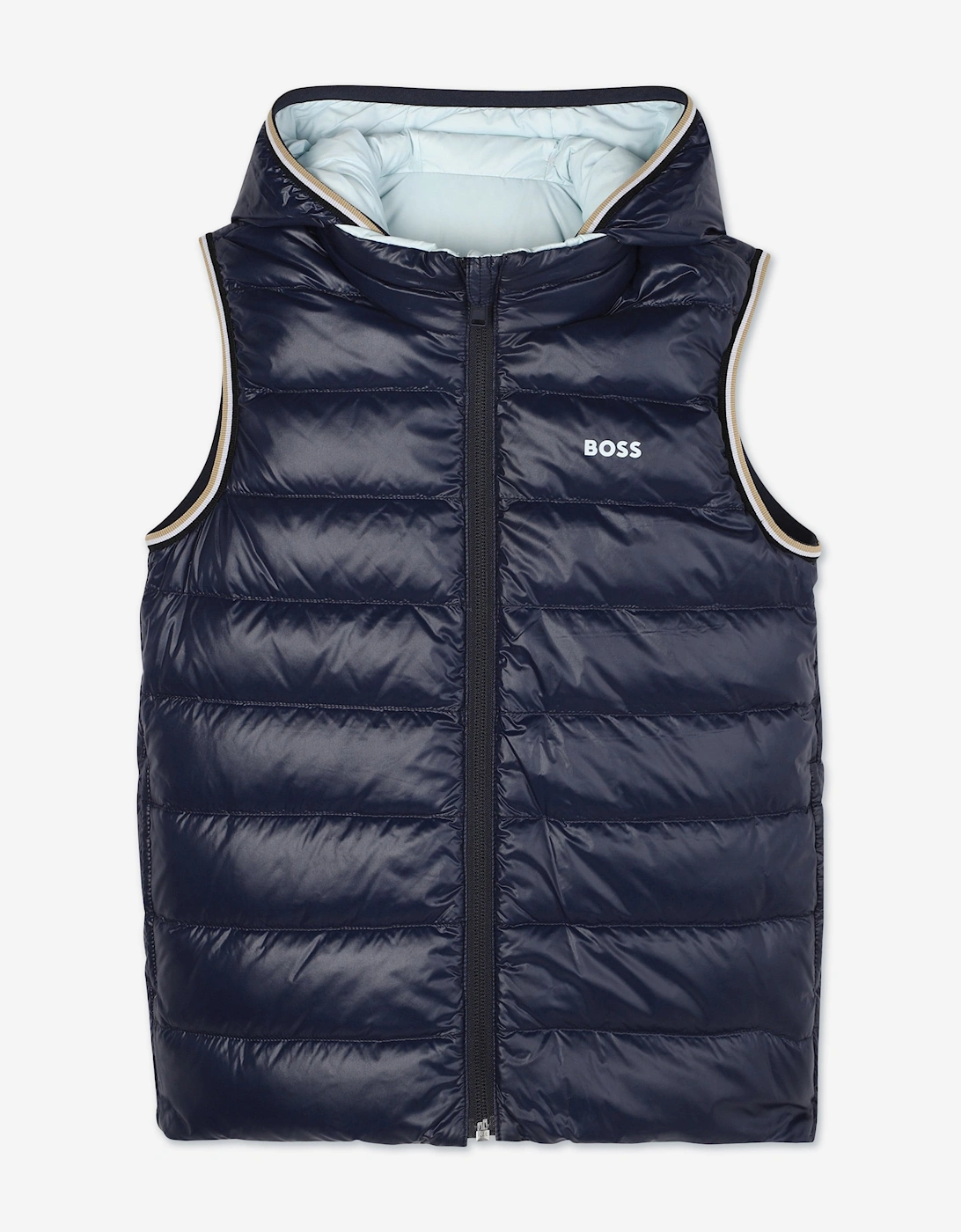 BOSS Boys Reversible Down Padded Gilet in Blue