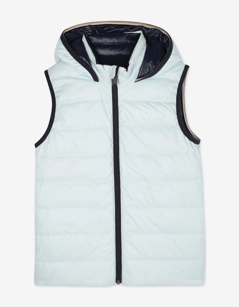 BOSS Boys Reversible Down Padded Gilet in Blue