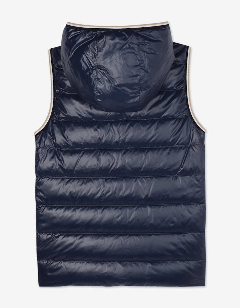 BOSS Boys Reversible Down Padded Gilet in Blue