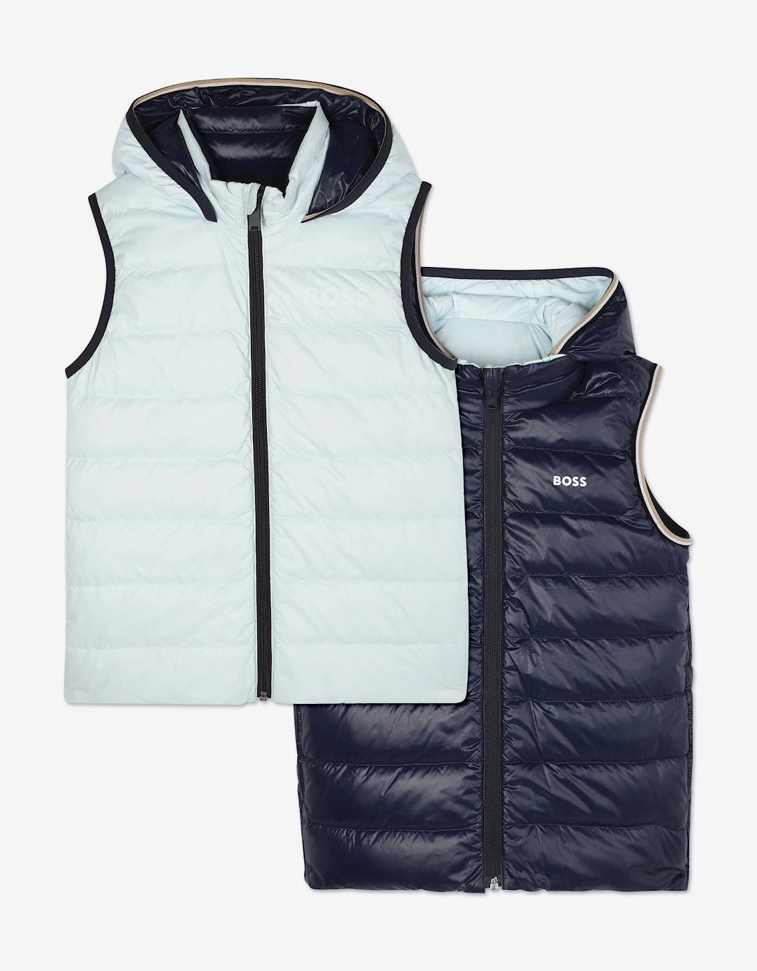 BOSS Boys Reversible Down Padded Gilet in Blue, 7 of 6