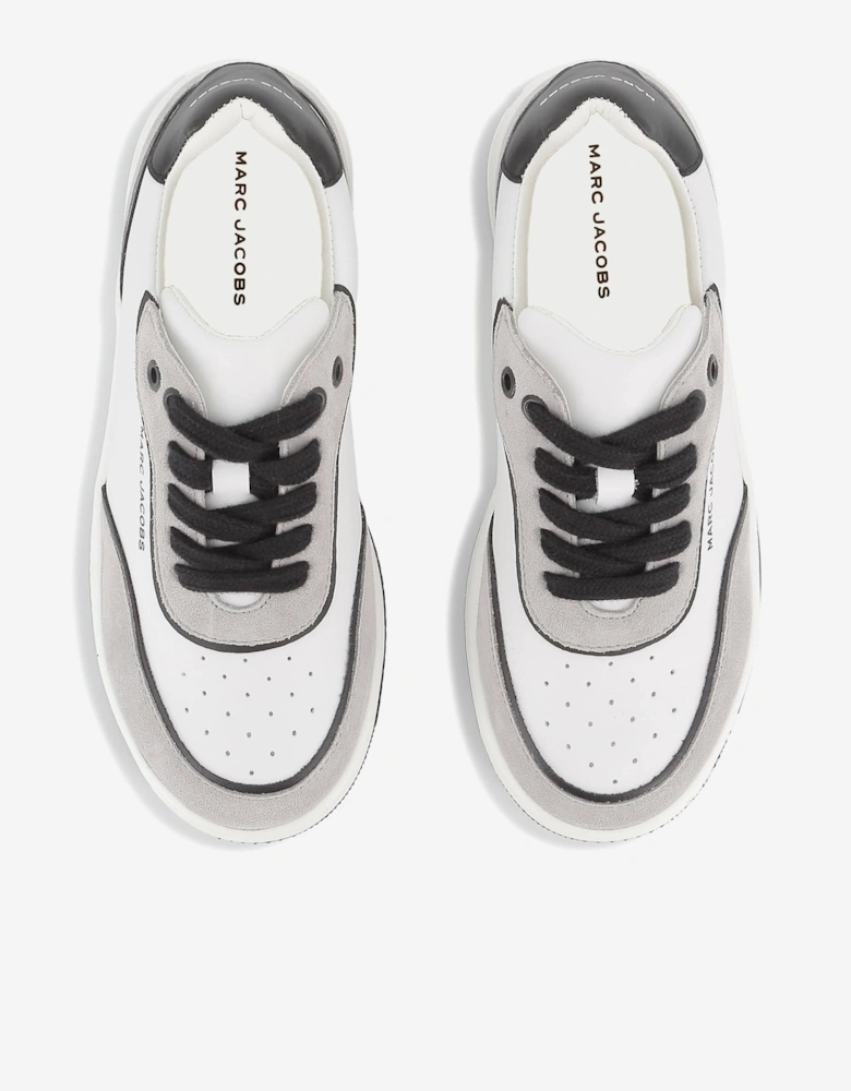 Kids Leather Logo Lace-Up Trainers in White
