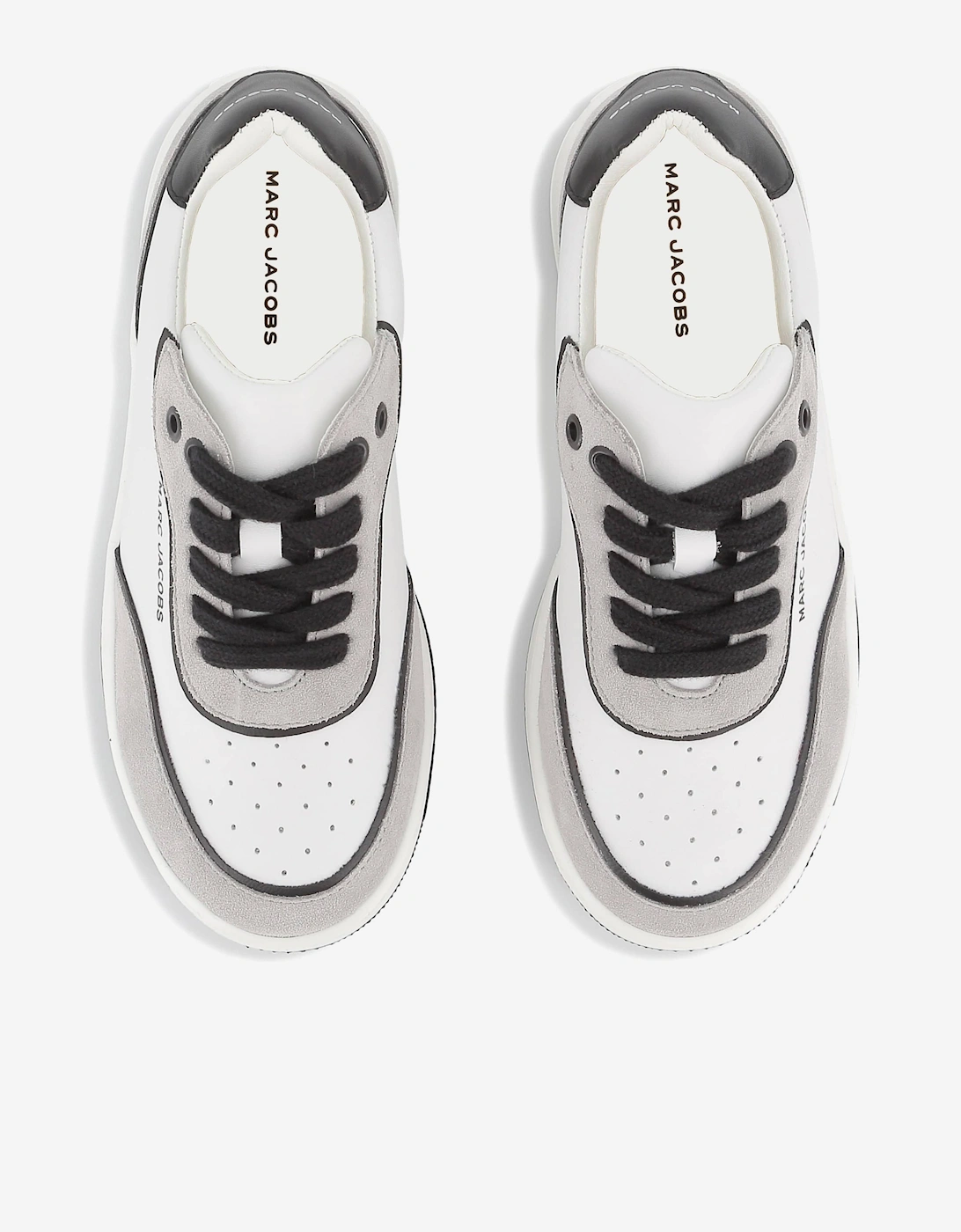 Kids Leather Logo Lace-Up Trainers in White