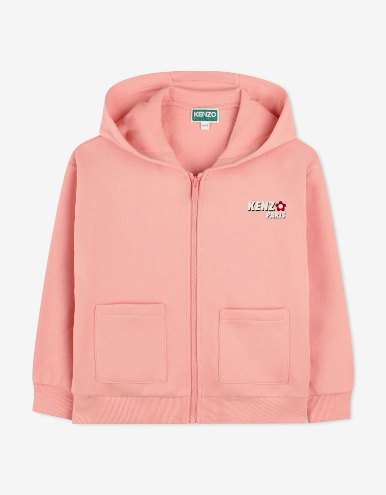Girls Logo Zip Up Top in Pink