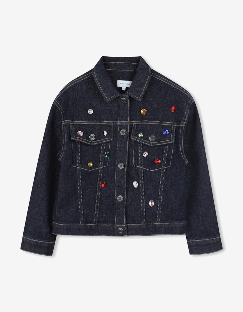 Girls Gemstone Denim Jacket in Navy