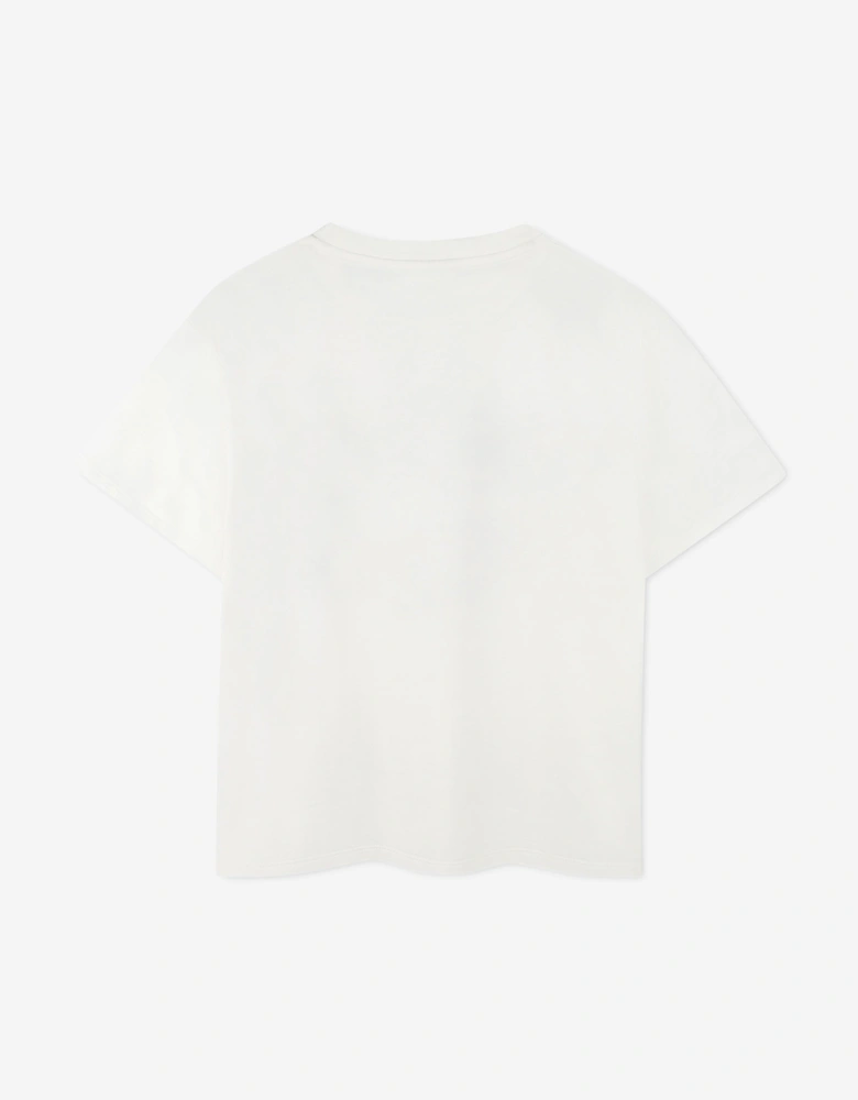 Kids Embroidered Logo T-Shirt in Ivory