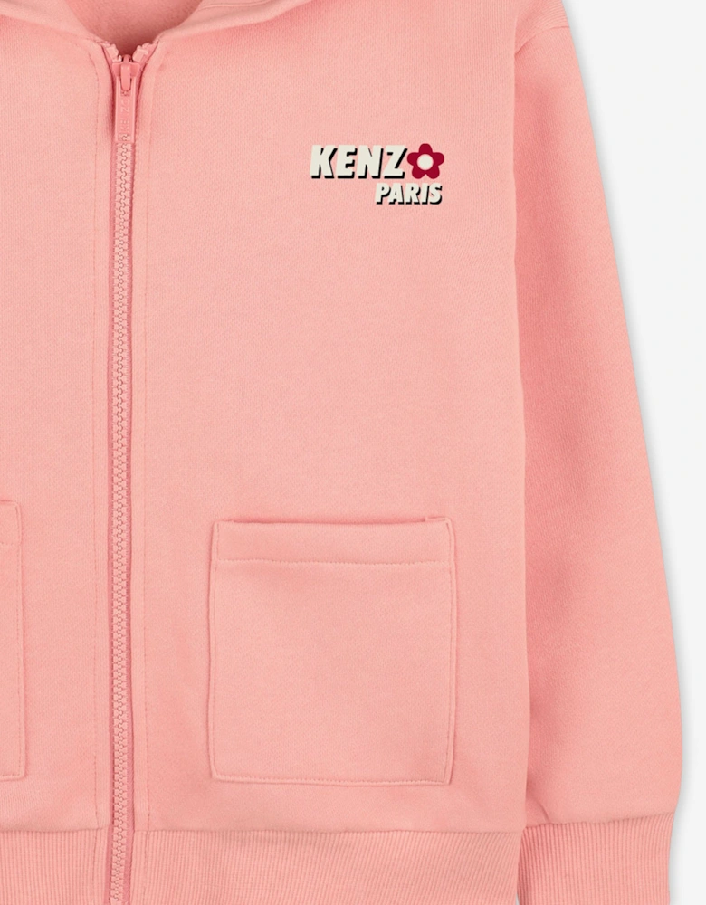 Girls Logo Zip Up Top in Pink