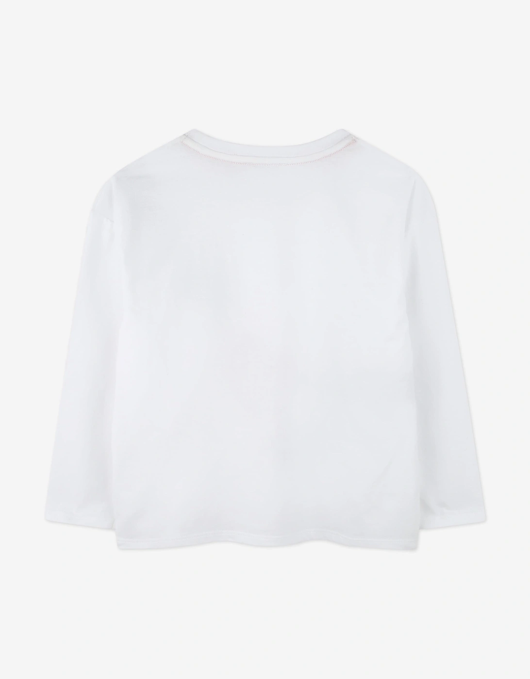 Girls Long Sleeve Bag Print T-Shirt in White