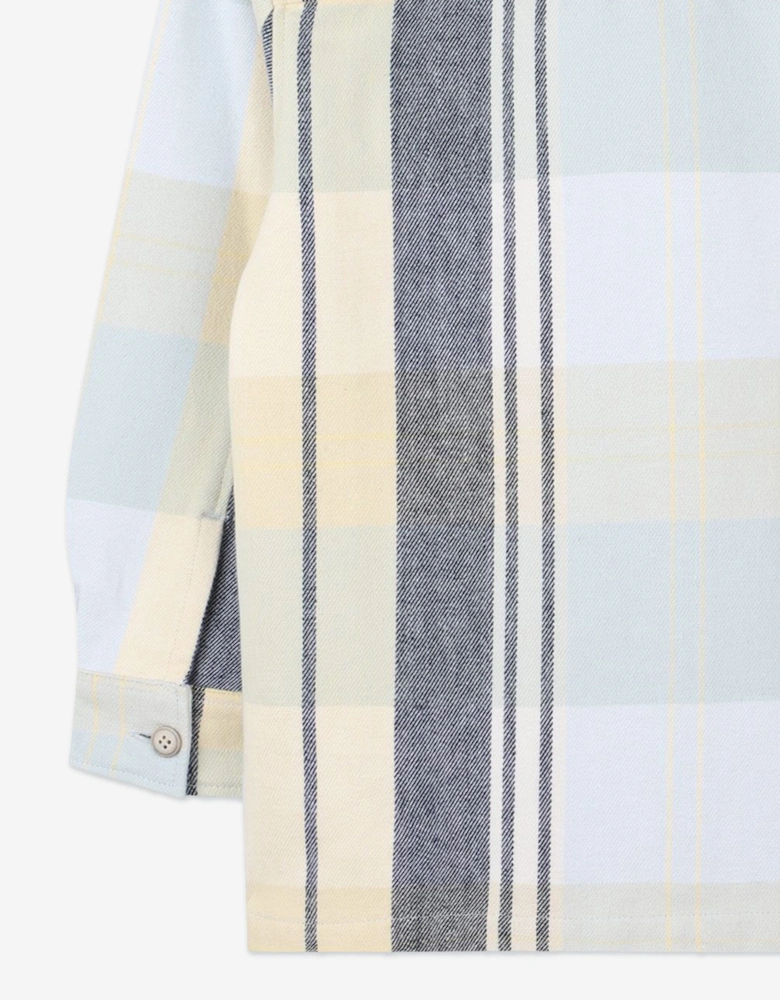 BOSS Boys Checked Logo Shirt in Blue