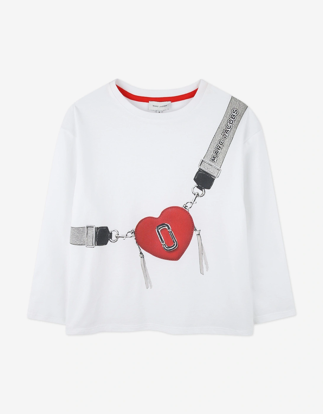 Girls Long Sleeve Bag Print T-Shirt in White, 5 of 4