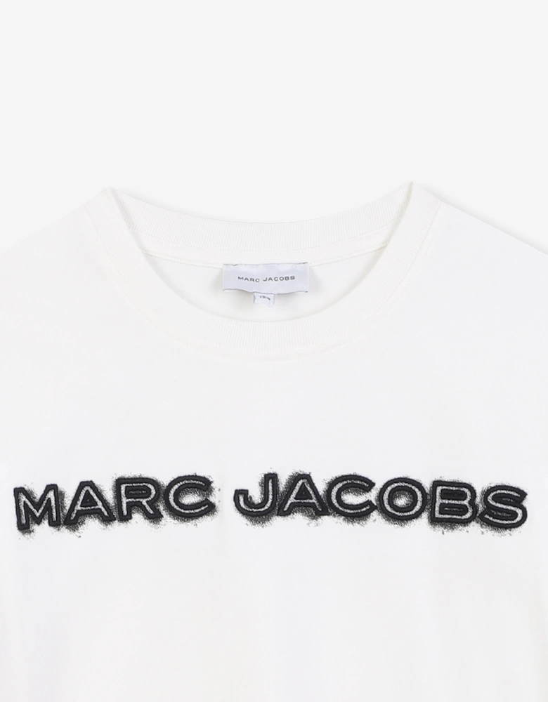 Boys Embroidered Logo T-Shirt in Ivory