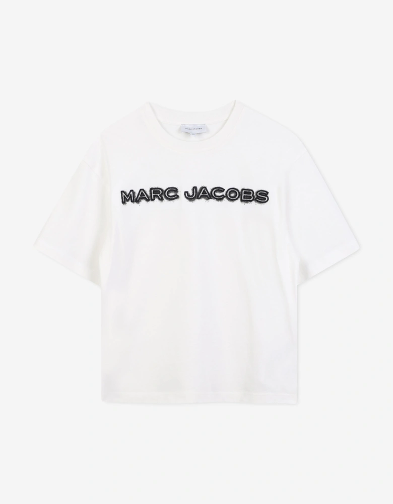 Boys Embroidered Logo T-Shirt in Ivory