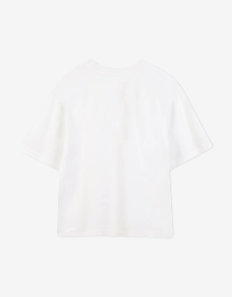 Boys Embroidered Logo T-Shirt in Ivory