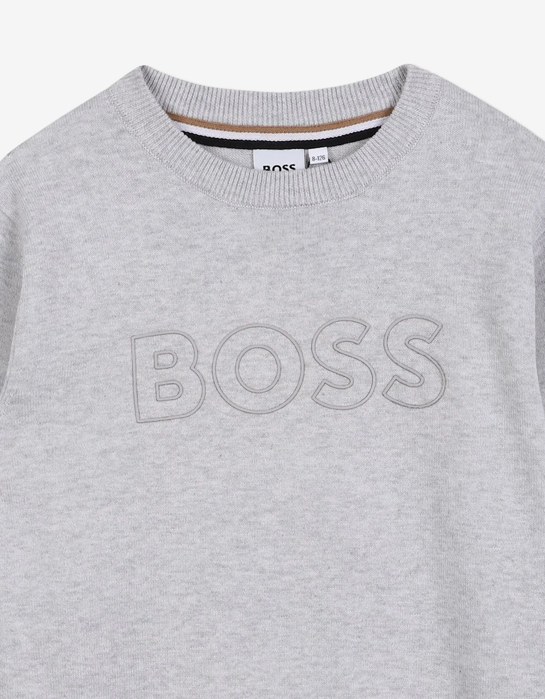 BOSS Boys Logo Knitted Jumper in Grey