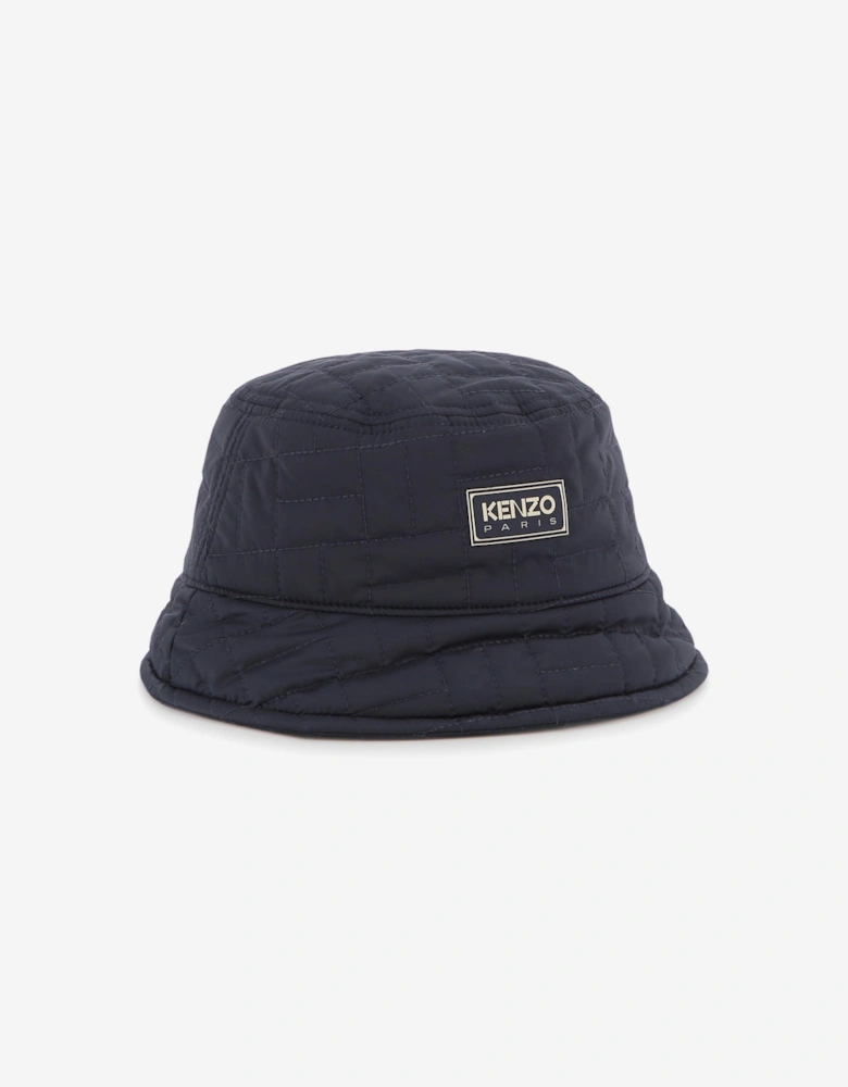 Kids Quilted Bucket Hat in Navy