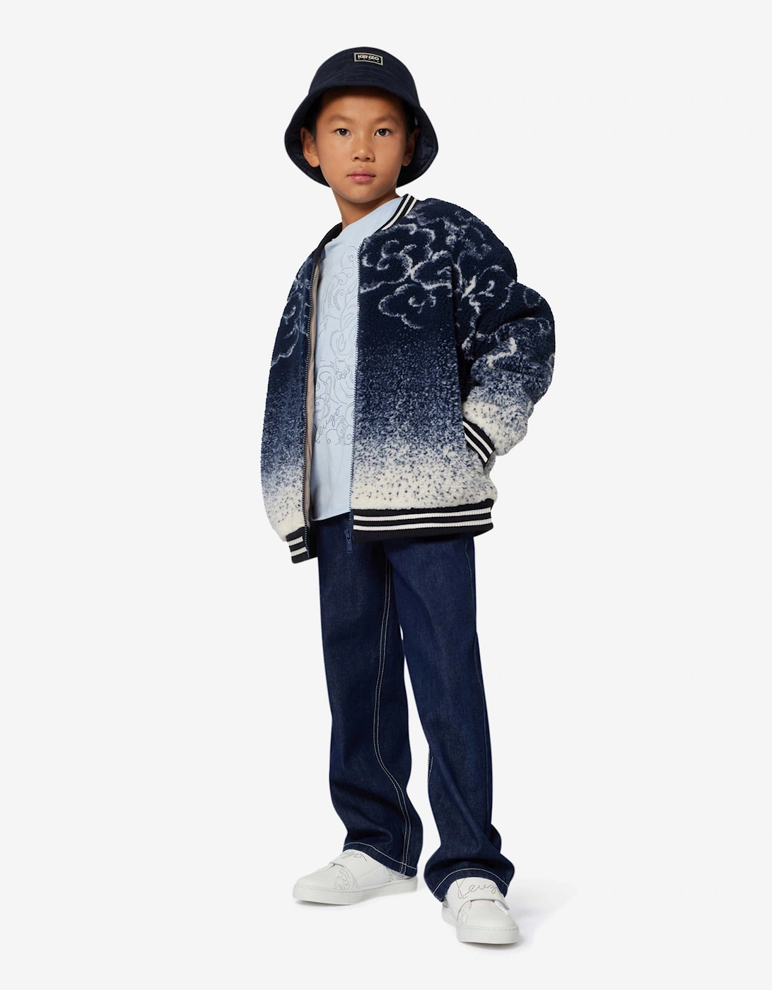 Kids Quilted Bucket Hat in Navy