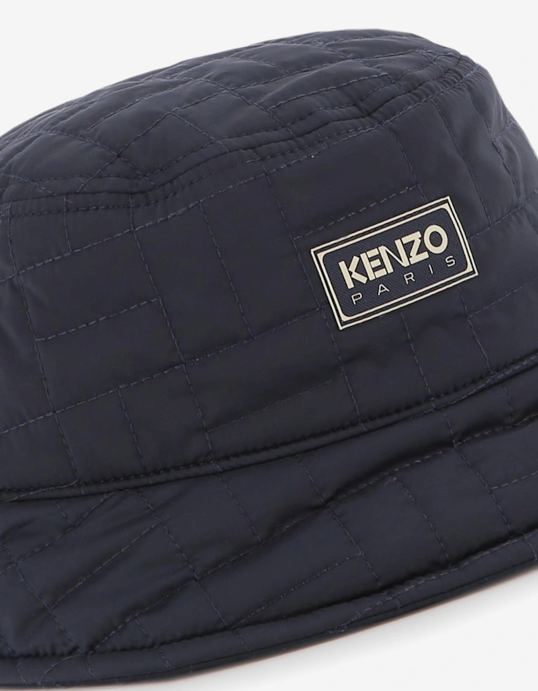 Kids Quilted Bucket Hat in Navy