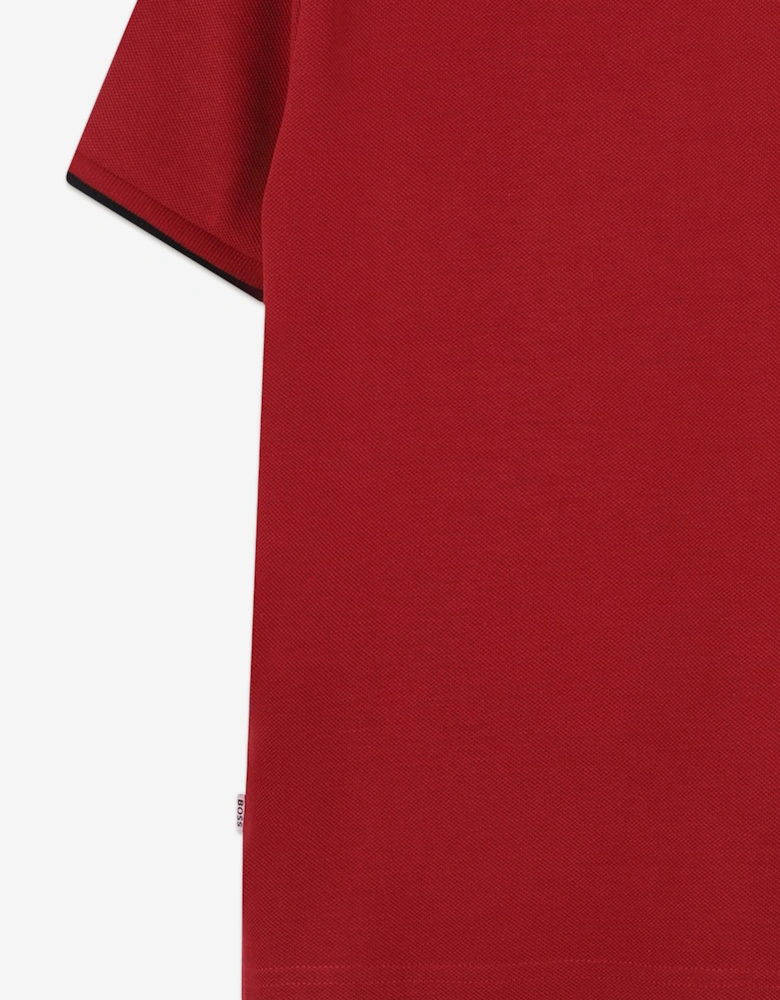 BOSS Boys Logo Print Polo Shirt in Red