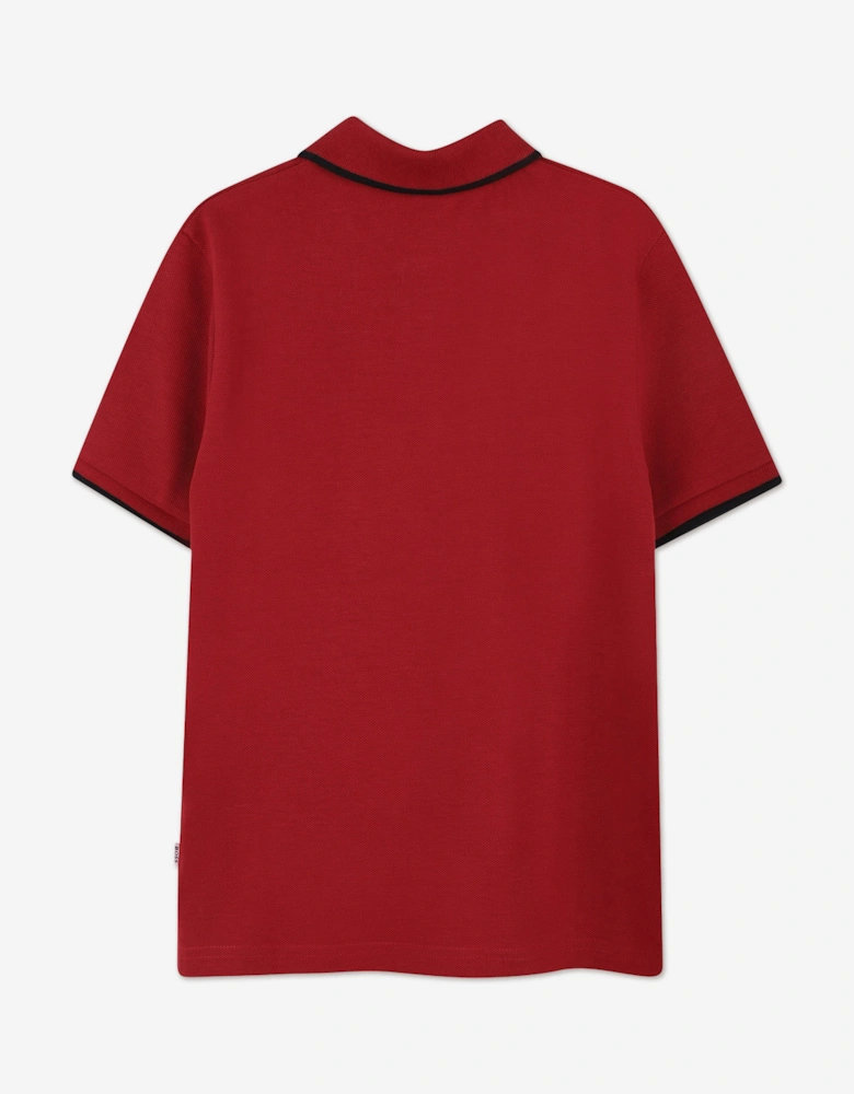 BOSS Boys Logo Print Polo Shirt in Red