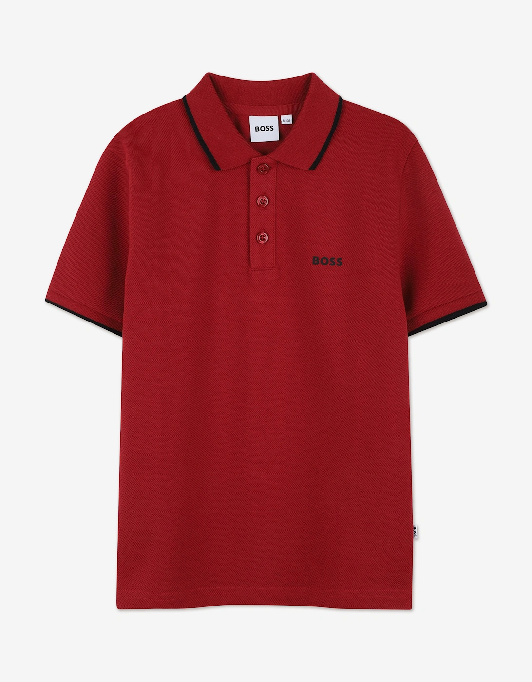 BOSS Boys Logo Print Polo Shirt in Red, 5 of 4