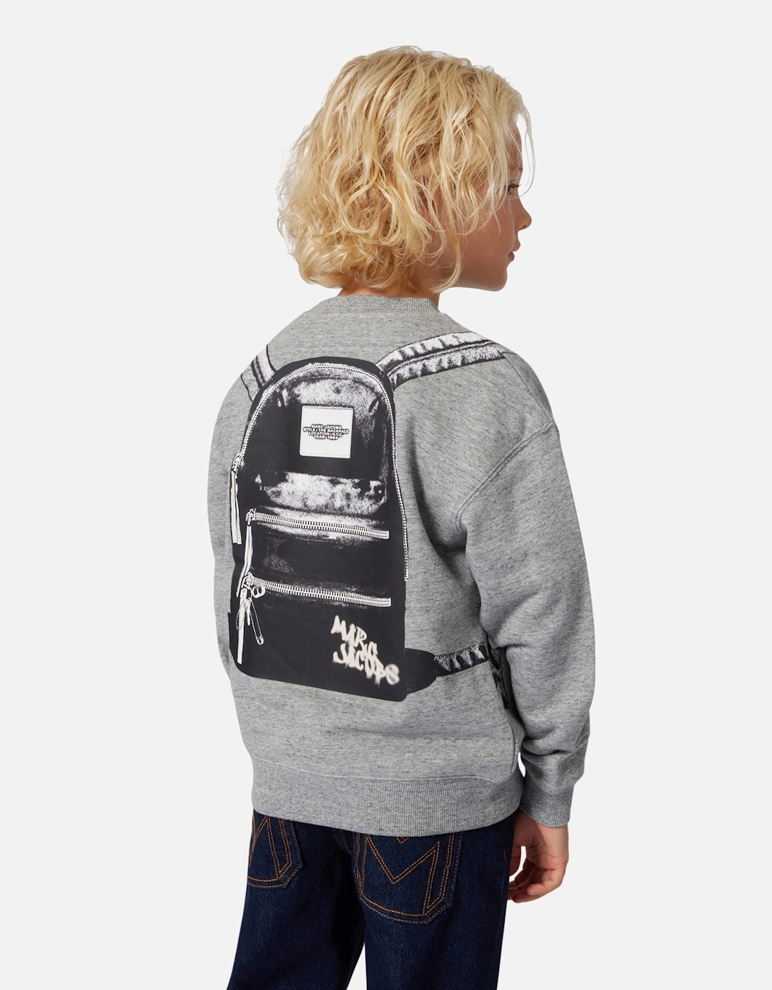 Boys Backpack Print Sweatshirt in Grey