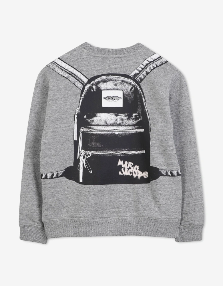 Boys Backpack Print Sweatshirt in Grey