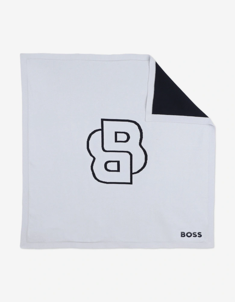 BOSS Baby Boys Monogram Blanket in Blue (75cm)