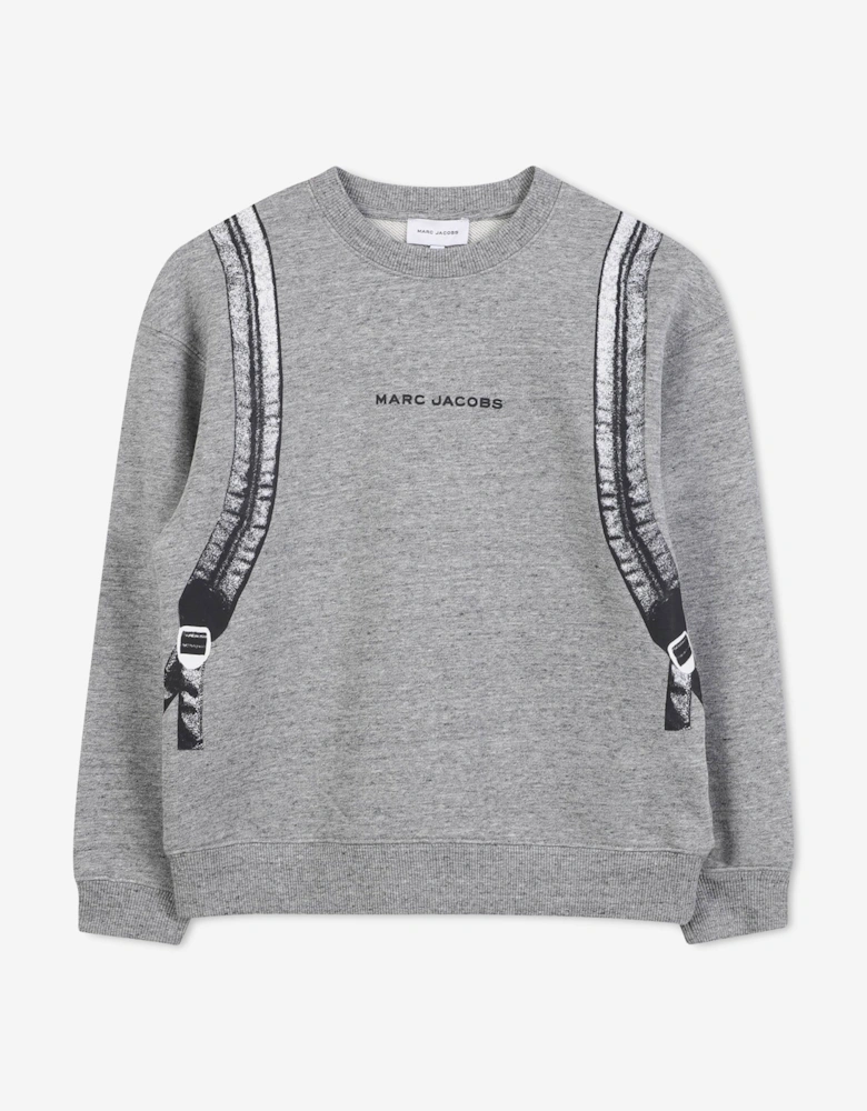 Boys Backpack Print Sweatshirt in Grey