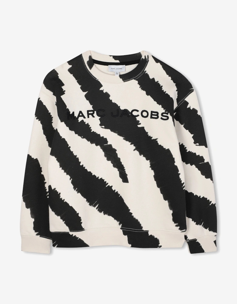 Boys Zebra Print Sweatshirt in Black