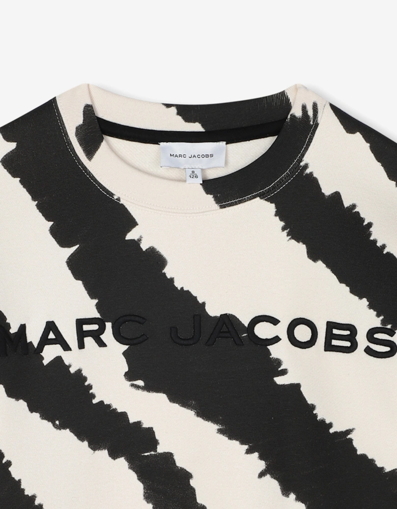 Boys Zebra Print Sweatshirt in Black