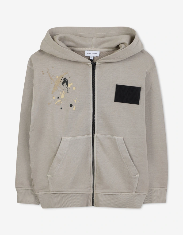 Boys Logo Zip Up Top in Grey