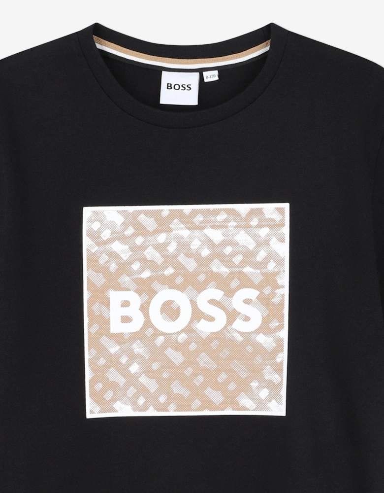 BOSS Boys Monogram Logo T-Shirt in Black
