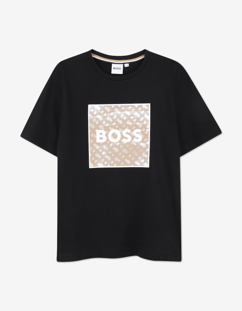 BOSS Boys Monogram Logo T-Shirt in Black