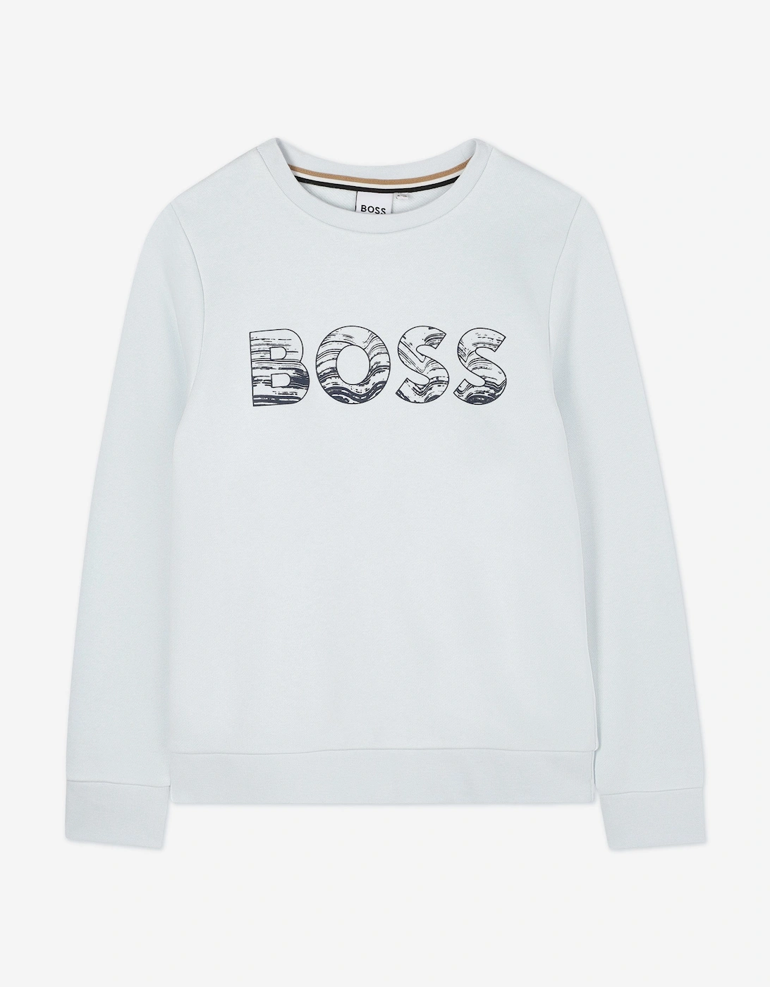 BOSS Boys Logo Print Sweatshirt in Blue, 5 of 4