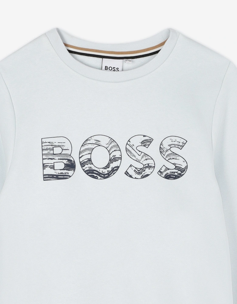 BOSS Boys Logo Print Sweatshirt in Blue