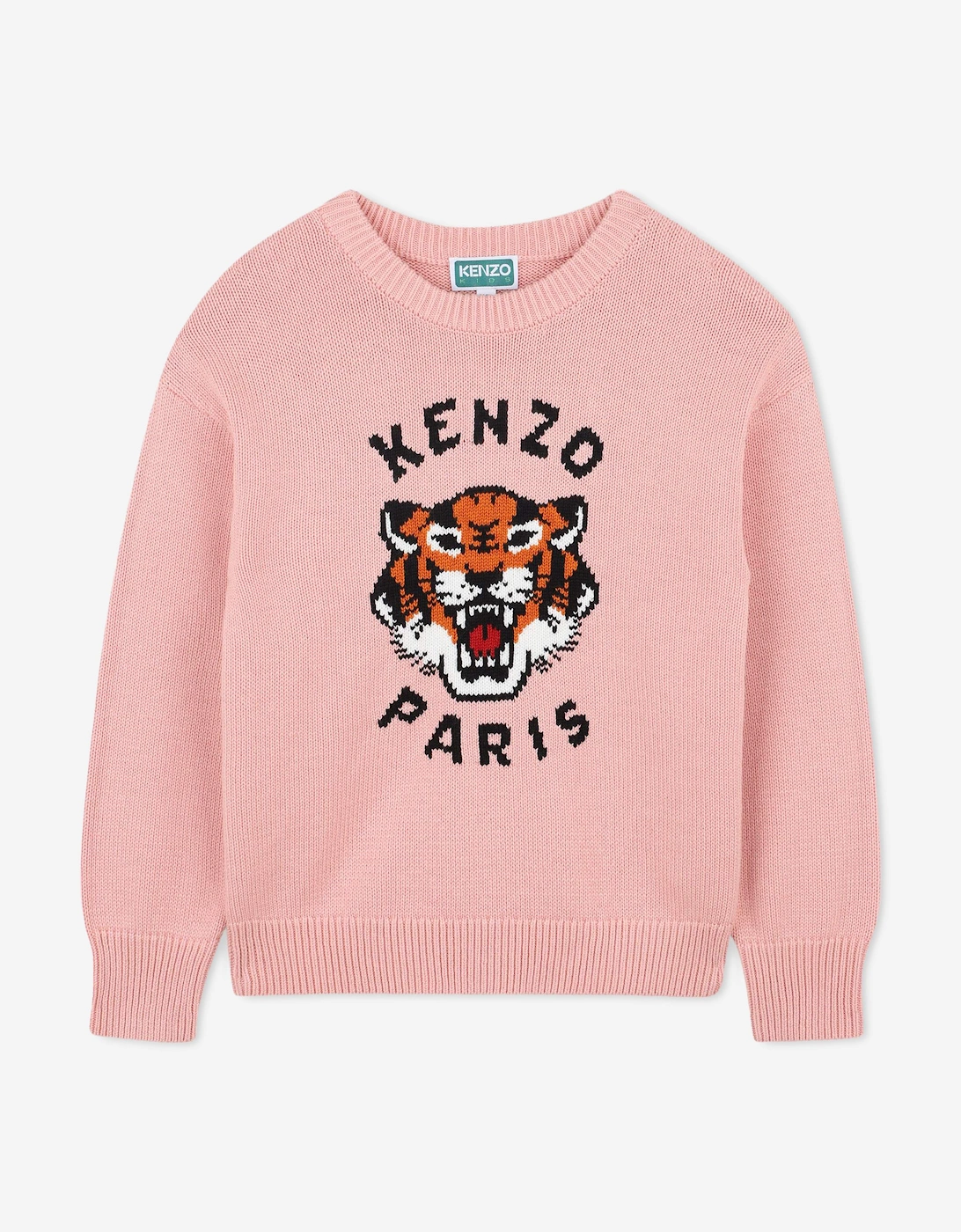Kenzo Girls Pink 'S Lucky Tiger Knitted Jumper In  8 Years Size 8 Yrs Kids