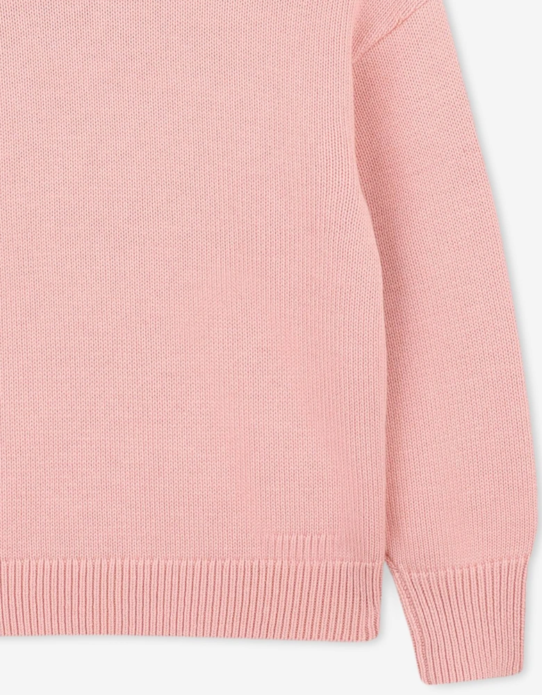 Girls Lucky Tiger Knitted Jumper in Pink