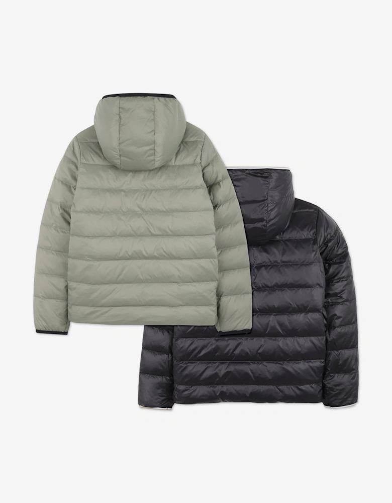BOSS Boys Reversible Down Padded Puffer Jacket in Green